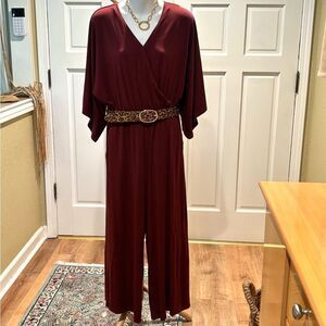 Garnet Hill Burgundy Jumpsuit, excellent condition, very flattering.